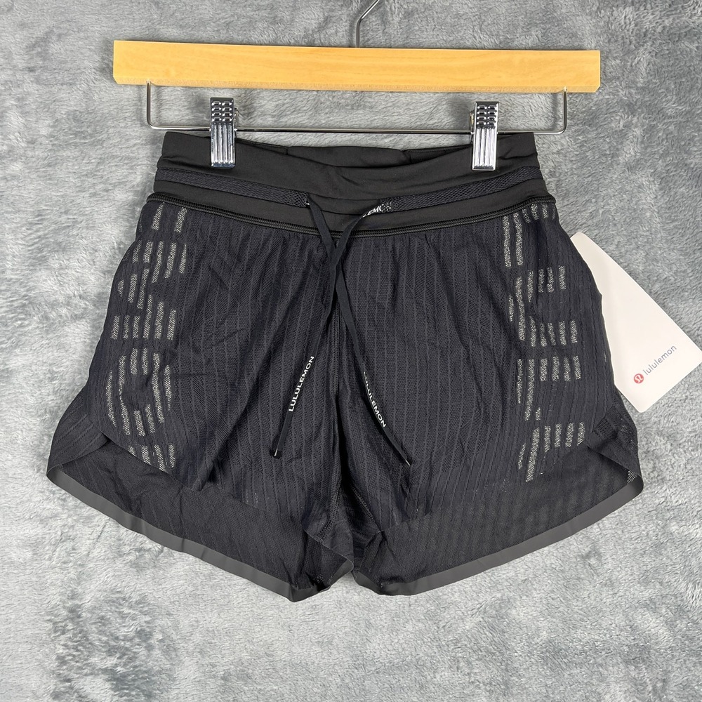 Lululemon Fast and Free Airflow MR Running Shorts 3" Womens 0 Black NWT